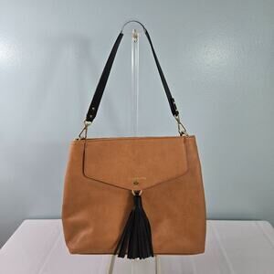 Liz Claiborne Tan Shoulder Strap Bag with Black Tassel